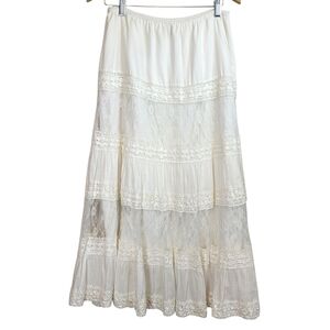 Zenana Lace Embroidered Maxi Skirt Sz L Cottegecore Victorian Edwardian *READ*